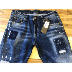 New Collezioni LE BREVE Men's Destroy and Repair Slim Jeans 40/30 nwt $89.99 bts